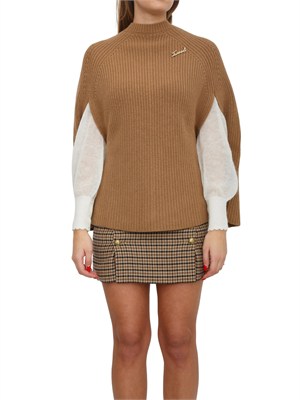 TWIN-SET Maglia a mantella Twinset in misto lana cammello in DONNA