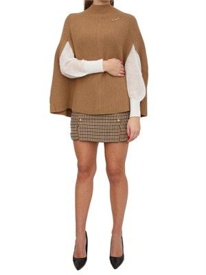 TWIN-SET Maglia a mantella Twinset in misto lana cammello in DONNA