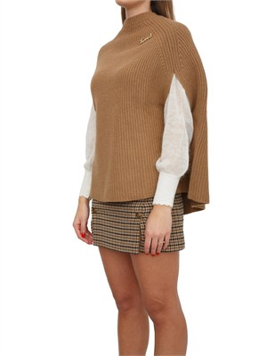 TWIN-SET Maglia a mantella Twinset in misto lana cammello in DONNA