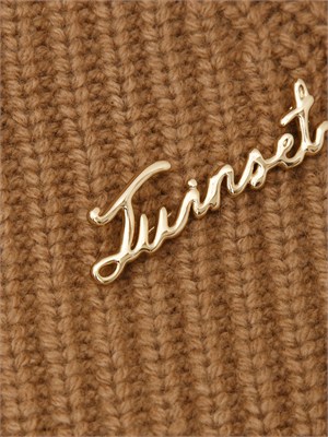 TWIN-SET Maglia a mantella Twinset in misto lana cammello in DONNA