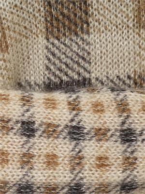 TWIN-SET Maglia Twinset in misto lana con fantasia check cammello in DONNA