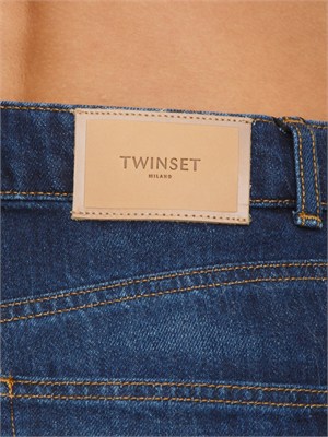 TWIN-SET Jeans Twinset in denim di cotone blu in DONNA