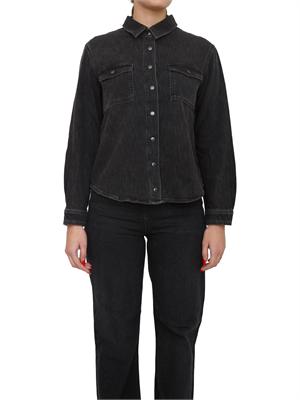 TWIN-SET Camicia nera Twinset in denim stretch con strass in DONNA