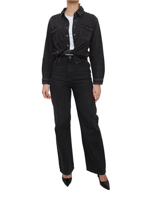 TWIN-SET Camicia nera Twinset in denim stretch con strass in DONNA