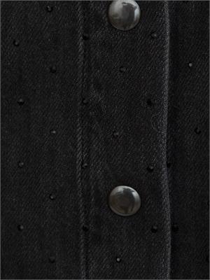 TWIN-SET Camicia nera Twinset in denim stretch con strass in DONNA