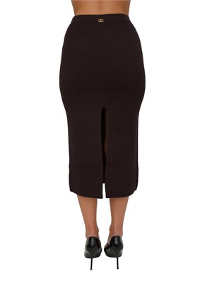 TWIN-SET Gonna longuette Twinset misto viscosa marrone in DONNA