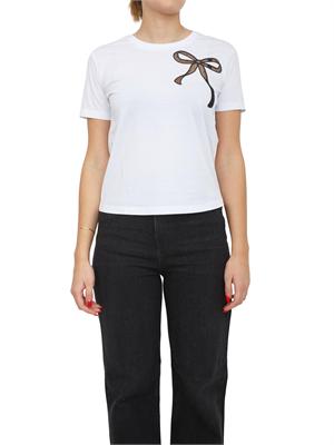 TWIN-SET T-shirt bianca Twinet in cotone con inserto in organza in DONNA