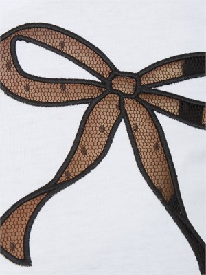 TWIN-SET T-shirt bianca Twinet in cotone con inserto in organza in DONNA