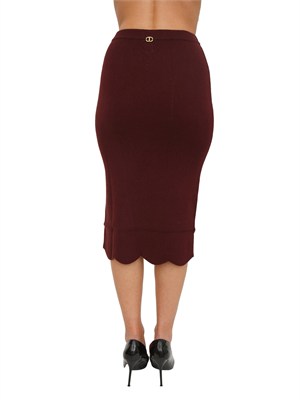 TWIN-SET Gonna Twinset in misto viscosa bordeaux in DONNA