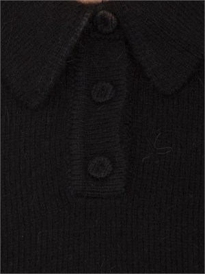 TWIN-SET Maglia polo cropped Twinset in misto angora nera in DONNA