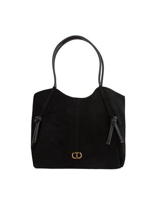 TWIN-SET Borsa shopper Twinset in suede con nodi nero in DONNA