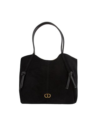 TWIN-SET Borsa shopper Twinset in suede con nodi nero in DONNA