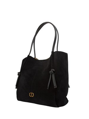 TWIN-SET Borsa shopper Twinset in suede con nodi nero in DONNA