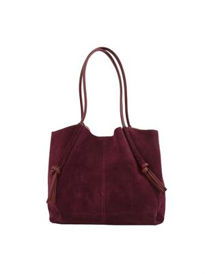 TWIN-SET Borsa shopper Twinset in suede con nodi bordeaux in DONNA