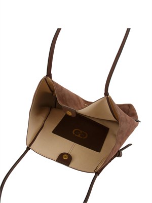 TWIN-SET Borsa shopper Twinset in suede con nodi marrone in DONNA