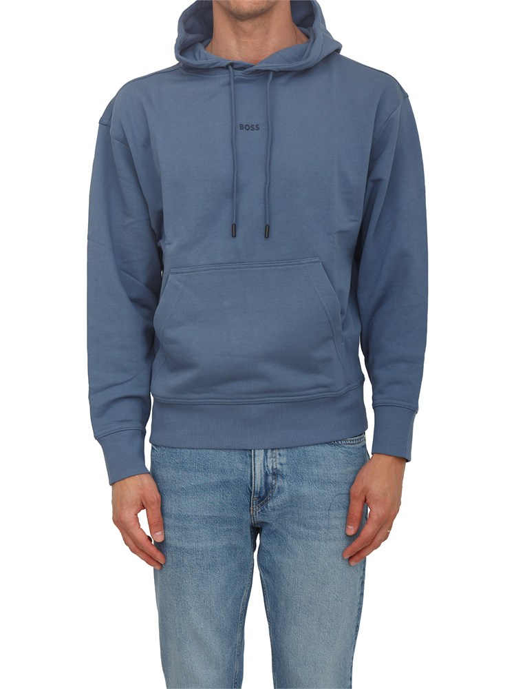 Felpa blu BOSS uomo in cotone
