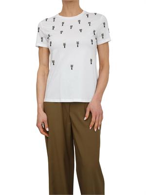 T-shirt Pontile Max Mara in cotone bianco cristalli in DONNA