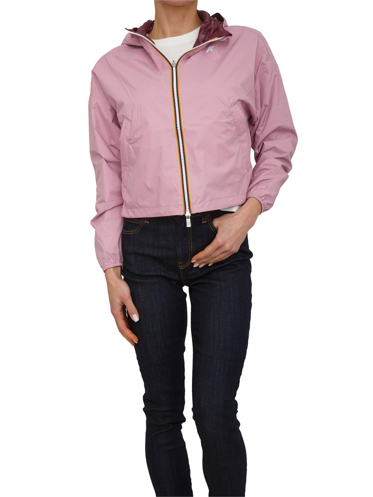 Giubbino reversibile Laurette K-WAY donna in tessuto rosa e purple