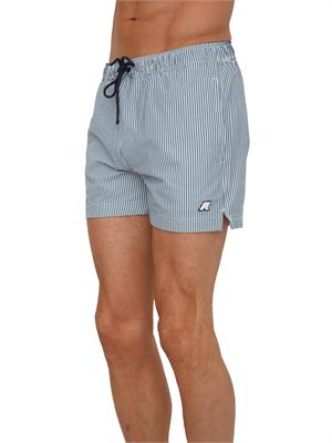 Costume da bagno boxer Hazel K-WAY in tessuto a righe bianco e celeste in UOMO