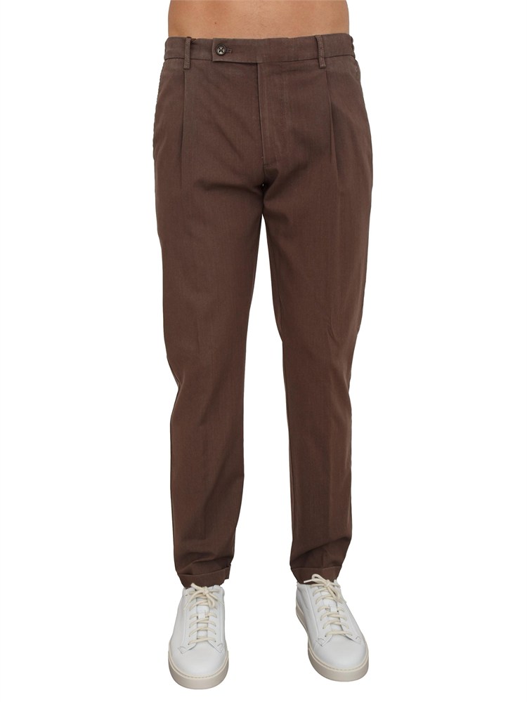 Pantaloni chino uomo Berwich in fresco lana marrone