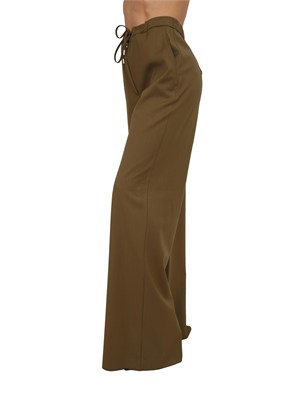 Pantalone fluido Corone Max Mara Studio in pura lana verde kaki in DONNA