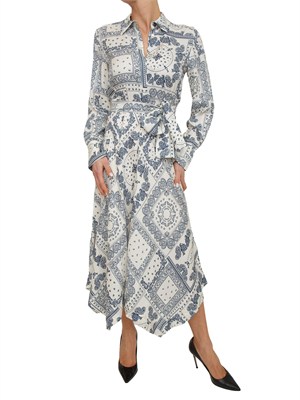 Abito lungo Iblacaici di iBlues in twill bianco a fantasia in DONNA