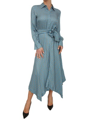 Abito lungo Iblacaici di iBlues in twill stampato azzurro a fantasia in DONNA