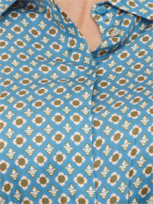 Abito lungo Iblacaici di iBlues in twill stampato azzurro a fantasia in DONNA