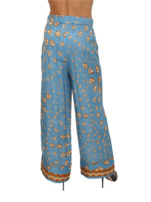 Pantaloni Iblortensia di iBlues in viscosa azzurra a fantasia in DONNA