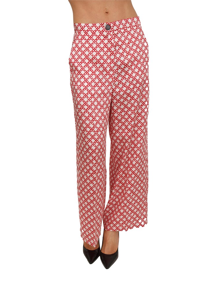 Pantalone Emmcaraffa Emme Marella in twill stampato rosso
