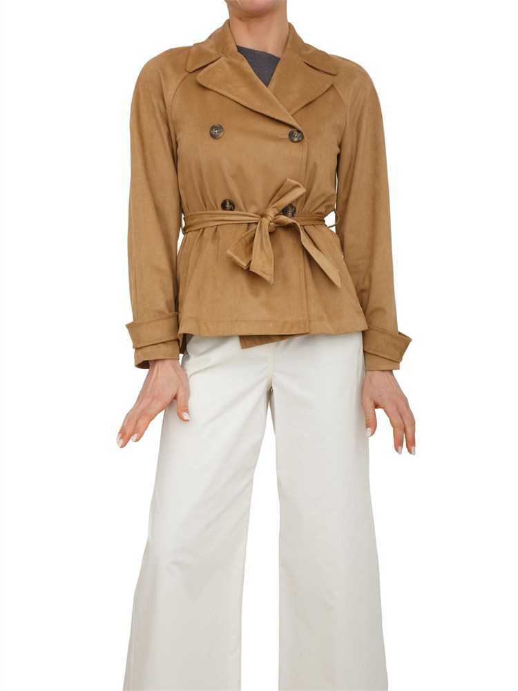 Trench corto Emmlimone di Emme Marella in tessuto effetto camoscio