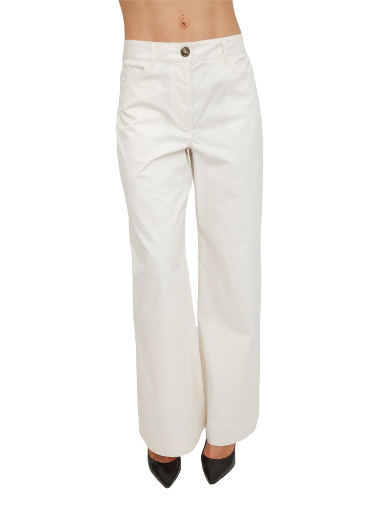Pantalone wide leg Emmvacillo di Emme Marella in cotone bianco