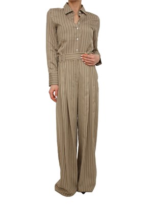 Pantalone MLLORDINE Marella in viscosa tortora a righe in DONNA