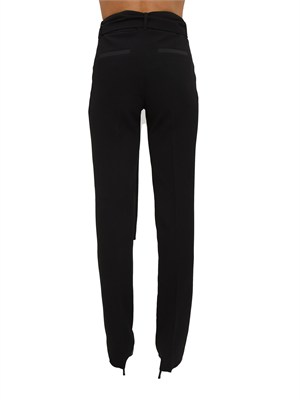 Pantaloni MLTELICA Marella in crêpe envers satin neri in DONNA