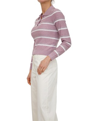Polo maglia Emmabate di Emme Marella in lana leggera lurex lilla in DONNA