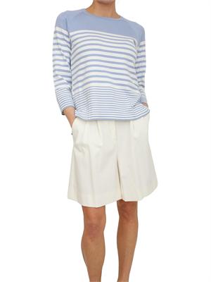 Maglia Emmghiglia Emme Marella in viscosa bianca e righe azzurre in DONNA
