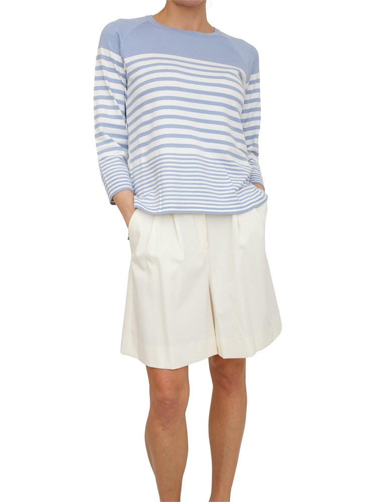 Maglia Emmghiglia Emme Marella in viscosa bianca e righe azzurre