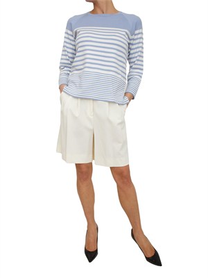 Maglia Emmghiglia Emme Marella in viscosa bianca e righe azzurre in DONNA