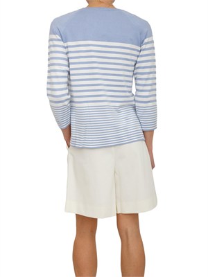 Maglia Emmghiglia Emme Marella in viscosa bianca e righe azzurre in DONNA