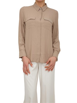 Camicia MLLFEBE Marella in crêpe de Chine misto seta tortora in DONNA