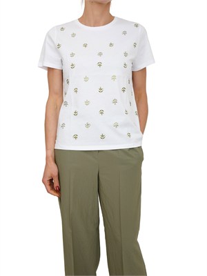 T-shirt Marea Emme Marella in cotone bianco ricami verdi in DONNA