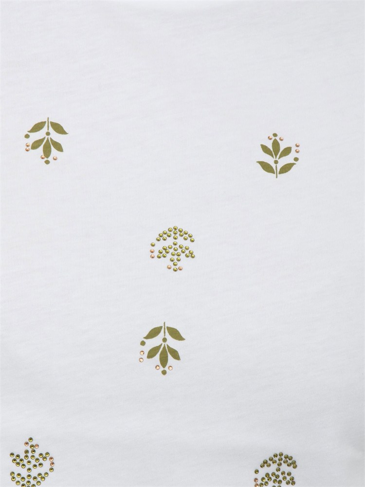 T-shirt Marea Emme Marella in cotone bianco ricami verdi