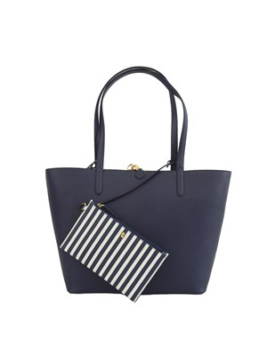 LAUREN RALPH LAUREN Borsa double-face Ralph Lauren in pelle ecologica martellata blu in DONNA