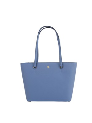 LAUREN RALPH LAUREN Borsa Karly media Ralph Lauren in pelle blu in DONNA