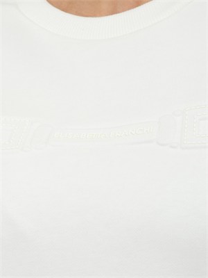 Felpa Elisabetta Franchi in cotone avorio in DONNA