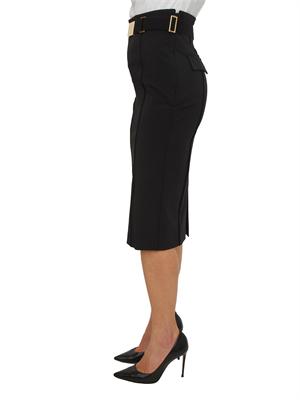Gonna midi Elisabetta Franchi in tessuto tecnico nero in DONNA