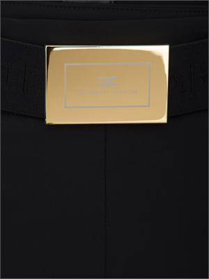 Gonna midi Elisabetta Franchi in tessuto tecnico nero in DONNA