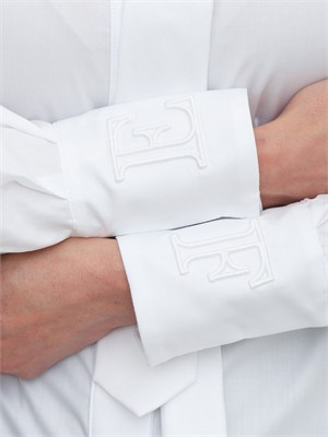 Camicia Elisabetta Franchi in cotone bianco con cravatta in DONNA