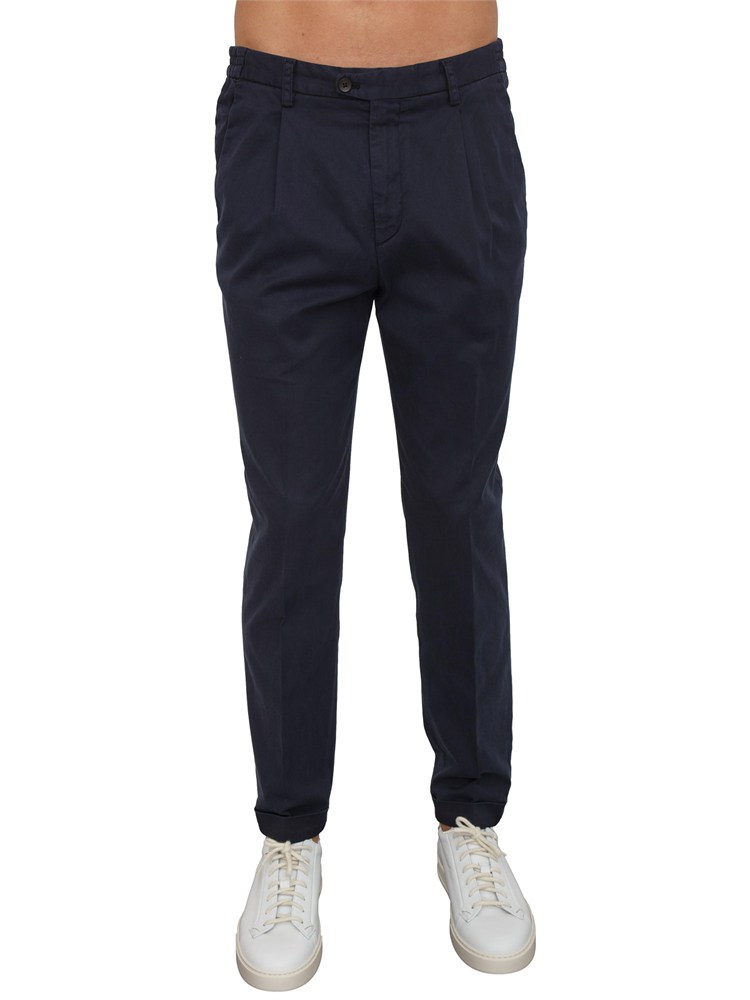 Pantaloni chino Aiace Galassi in tencel e cotone blu