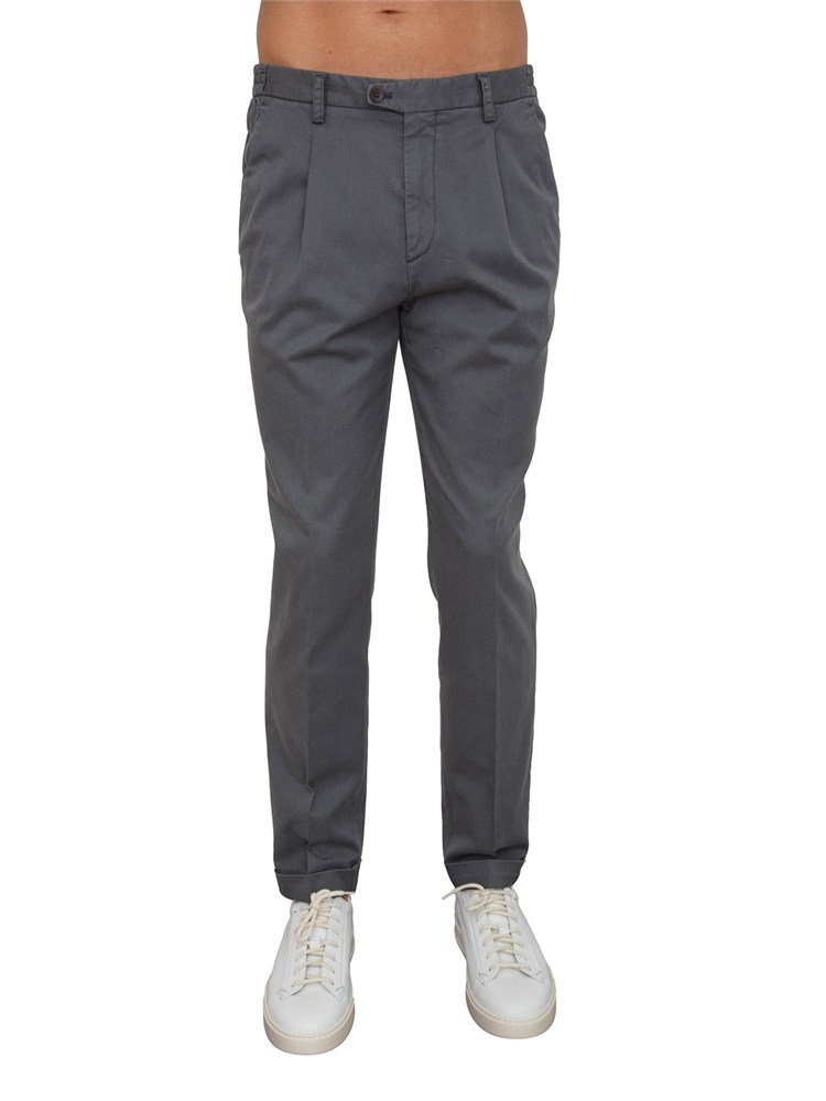 Pantaloni chino Aiace Galassi in tencel e cotone grigio